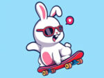 Omaľovánka E: Rabbit Skateboard